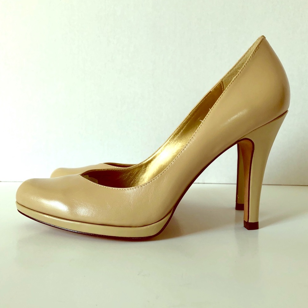 👠TAHARI Lolly Leather Platform Stiletto Heels